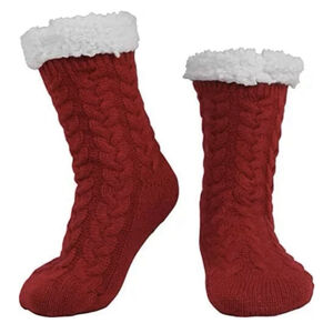 NEW BenSorts Red Slipper Socks Women Plush Fuzzy Socks Grips Furry Fuzzy In Box